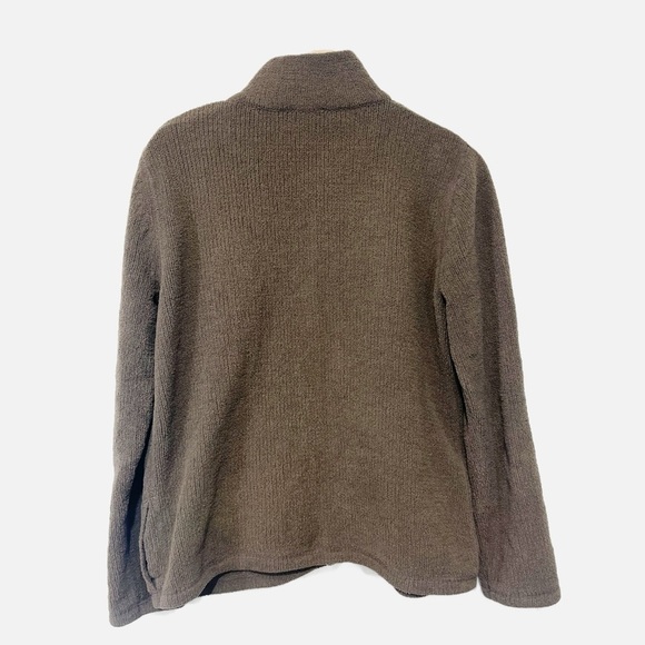J. Jill Ribbed Full Zip Sweatshirt Jacket Brown Mock Neck Size Medium - Picture 2 of 7